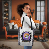 Pirate skelet kat en plaid tote bag