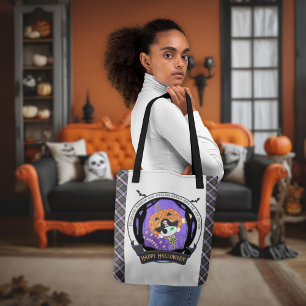 Pirate skelet kat en plaid tote bag