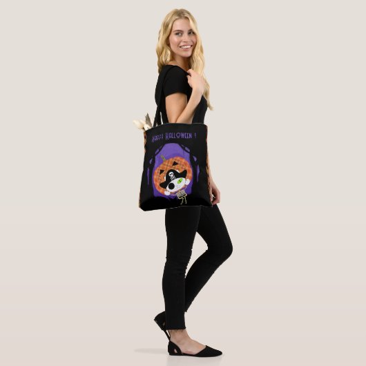 Pirate skelet kat en plaid tote bag (Op model)