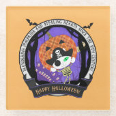 Pirate skelet kat glazen onderzetter (Voorkant)