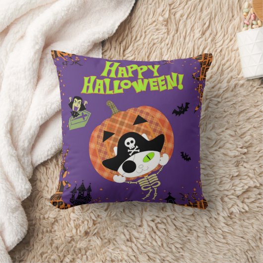 Pirate skelet kat kussen (Deken)