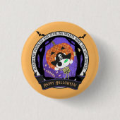 Pirate skelet kat ronde button 3,2 cm (Voorkant)