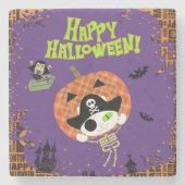 Pirate skelet kat stenen onderzetter (Voorkant)