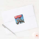 Pirate Skelet Sailor met Macaw Halloween Party Vierkante Sticker (Envelop)