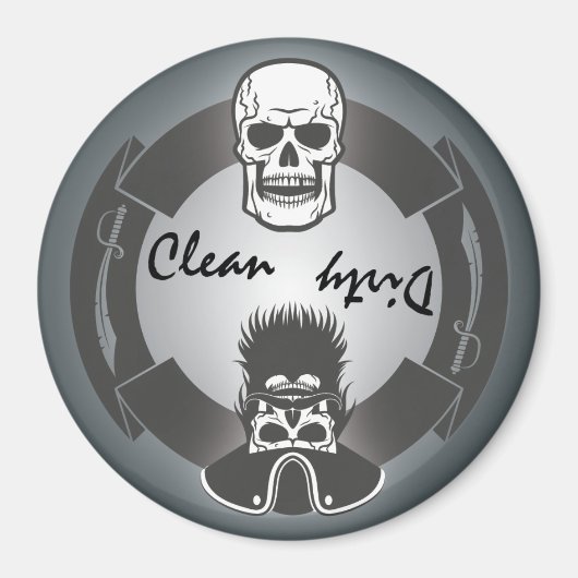 Pirate Skelet Schone Vuile Vaatwasser Magneet (Voorkant)