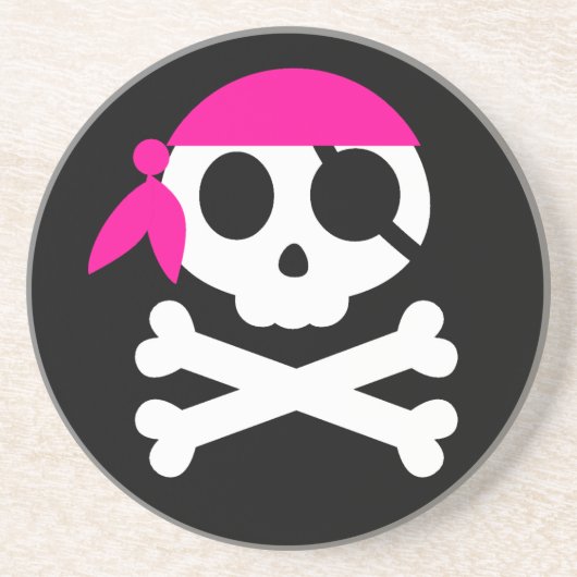 Pirate Skelet Skull Bandanna Zandsteen Onderzetter (Voorkant)