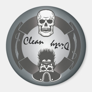 Pirate Skeleton Clean Dirty Dishwasmachine Magneet