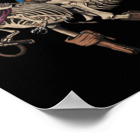 Pirate Skeleton Dinosaur T Rex Funny Tyrannosaurus Poster (Hoek)