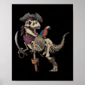 Pirate Skeleton Dinosaur T Rex Funny Tyrannosaurus Poster (Voorkant)