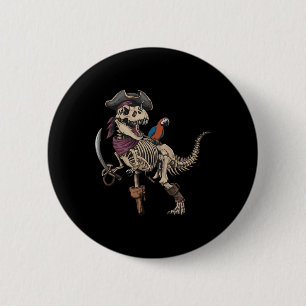 Pirate Skeleton Dinosaur T Rex Funny Tyrannosaurus Ronde Button 5,7 Cm