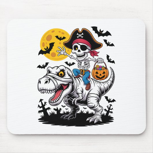 Pirate Skeleton Halloween T Rex Snoep Dinosaur Shi Muismat (Voorkant)