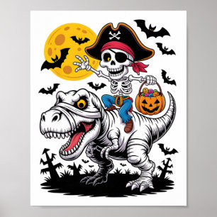 Pirate Skeleton Halloween T Rex Snoep Dinosaur Shi Poster