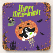 Pirate skeleton kat Hard Plastic Bier Onderzetter (Voorkant)