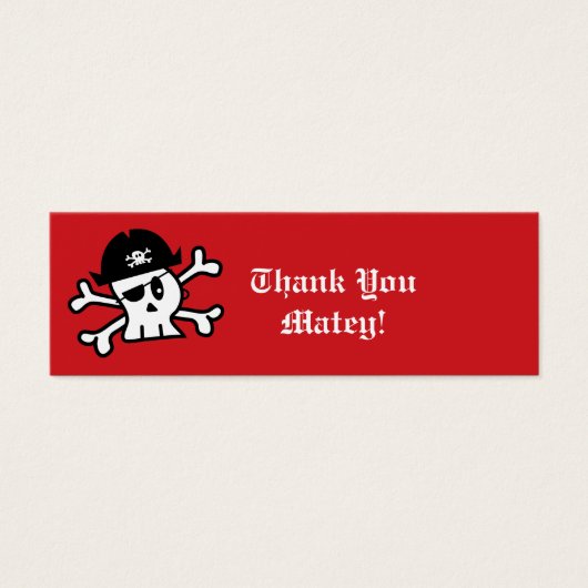 Pirate Skeleton Kids Birthday Party Favor Gift Lab Mini Visitekaartjes (Voorkant)
