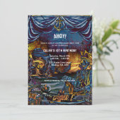 Pirate Skeleton onder Zee Birthday Party Kaart (Staand voorkant)