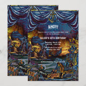 Pirate Skeleton onder Zee Birthday Party Kaart (Voorkant / Achterkant)