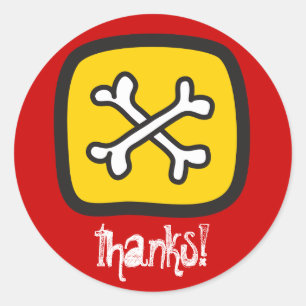 Pirate Skeleton Skull & Botten Boy's Birthday Part Ronde Sticker