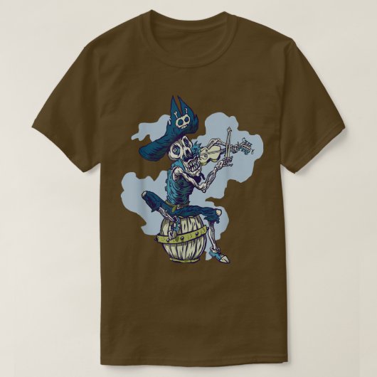 Pirate Skeleton Skull Power Music Plays Violin T-S T-shirt (Design voorkant)