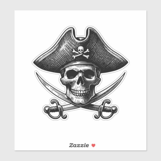 Pirate Skeleton Sticker – Spooky Fun Design (Vel)