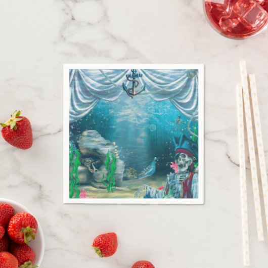 Pirate Skeleton Treasure onder het Zee Party Servetten (Insitu)