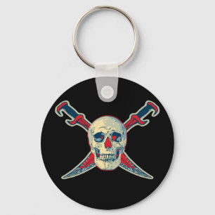 Pirate (Skull) - 2,25-inch Basic Button Sleutelhan Sleutelhanger