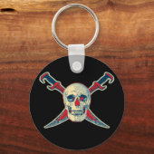 Pirate (Skull) - 2,25-inch Basic Button Sleutelhan Sleutelhanger (Voorkant)