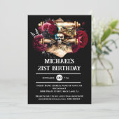 Pirate Skull 3D gothic rozen Halloween Volwassenen Kaart (Staand voorkant)