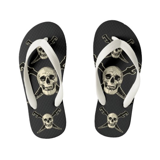 Pirate (Skull) - Aangepaste Teenslippers, Kinderen Kinder Teenslippers (Voetbed)