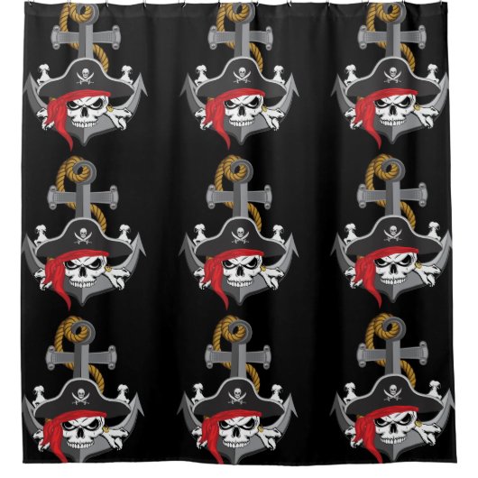 Pirate Skull Anchor Douchegordijn (Voorkant)