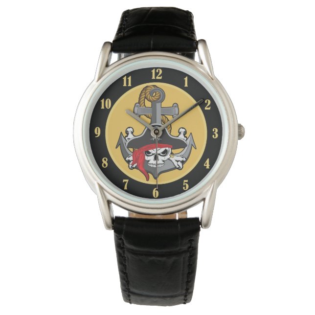 Pirate Skull Anchor Horloge (Voorkant)