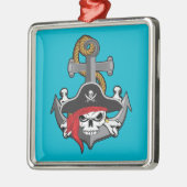 Pirate Skull Anchor Metalen Ornament (Links)