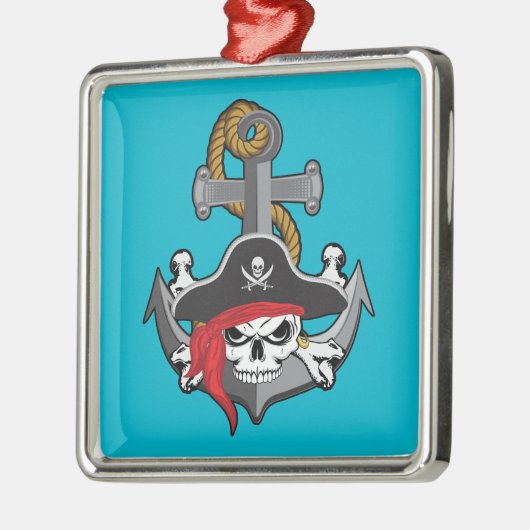 Pirate Skull Anchor Metalen Ornament (Links)