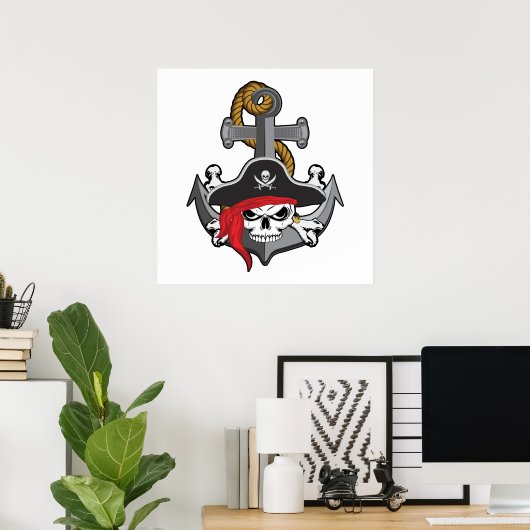Pirate Skull Anchor Poster (Thuiskantoor)