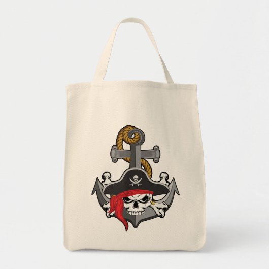 Pirate Skull Anchor Tote Bag (Voorkant)