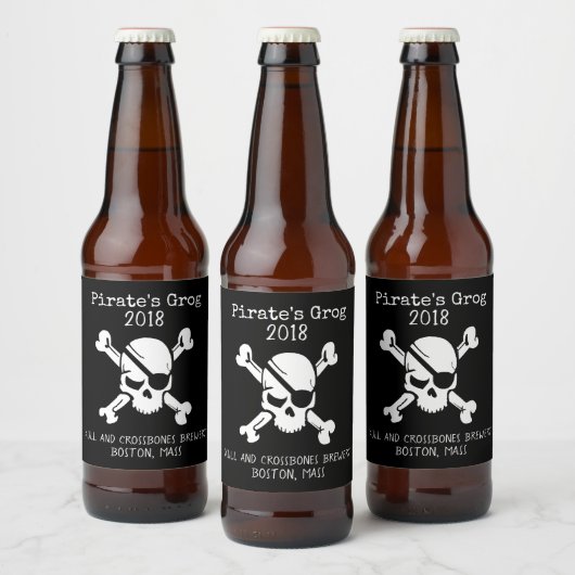 Pirate Skull and Crossbones Custom Beer Label Bier Etiket (Flessen)