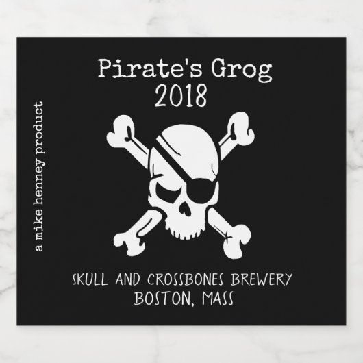 Pirate Skull and Crossbones Custom Beer Label Bier Etiket (Enkel label)