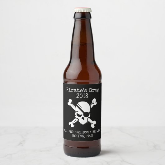 Pirate Skull and Crossbones Custom Beer Label Bier Etiket (Voorkant)