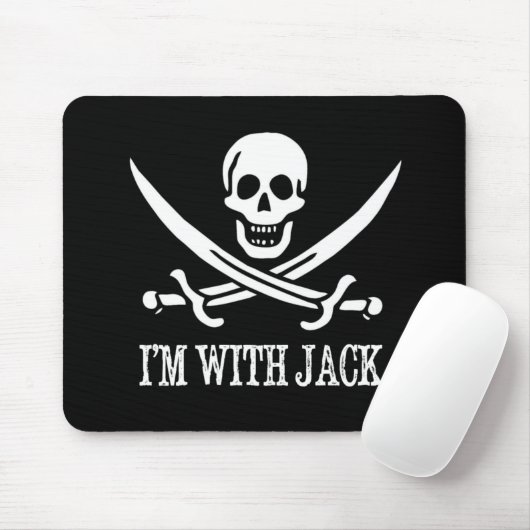 Pirate Skull and Crossbones Flag: "Ik ben met Jack Muismat (Met muis)
