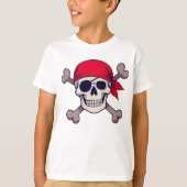 Pirate Skull and Crossbones Illustration Arr T-shirt (Voorkant)