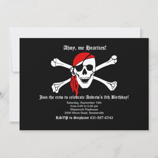 Pirate Skull and Crossbones Invitation Kaart (Voorkant)