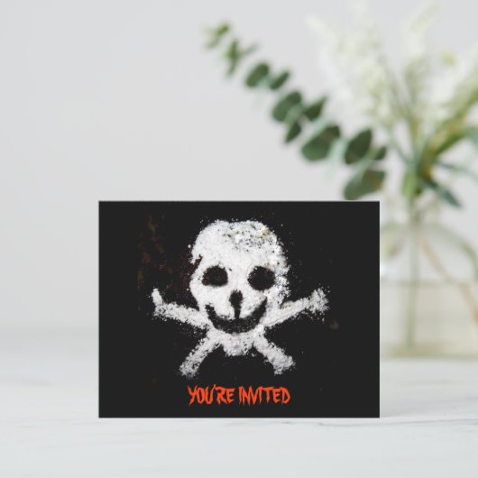 Pirate Skull and Crossbones Party Invitation Kaart (Staand voorkant)