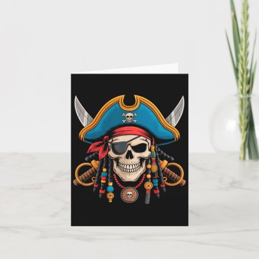 Pirate Skull and Crossbones Skeleton voor Hallowee Kaart (Voorkant)