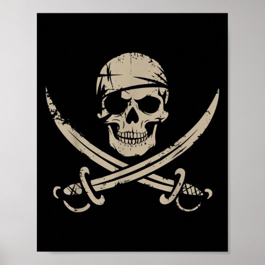 Pirate Skull and Crossbones Skeleton voor Hallowee Poster (Voorkant)