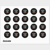 Pirate Skull and Crossbones Skeleton voor Hallowee Ronde Sticker (Vel)