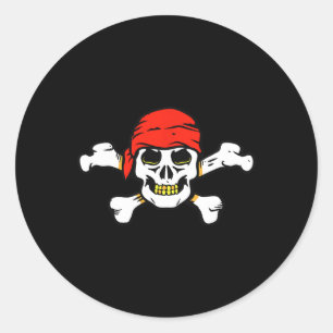Pirate Skull and Crossbones Skeleton voor Hallowee Ronde Sticker