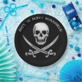 Pirate Skull and Sword Crossbones Papieren Bordje (Feest)