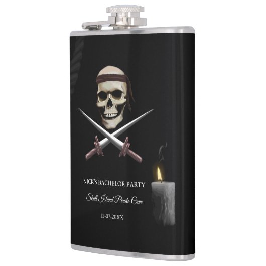 Pirate Skull and Sword - Vrijgezel / Verjaardagsfe Heupfles (Links)