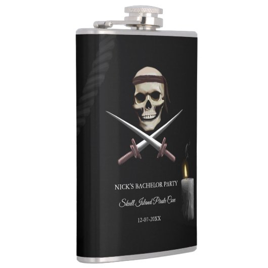 Pirate Skull and Sword - Vrijgezel / Verjaardagsfe Heupfles (Rechts)