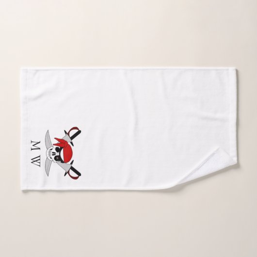 Pirate Skull And Swords Design Monogrammed Bad Handdoek (Handdoek)