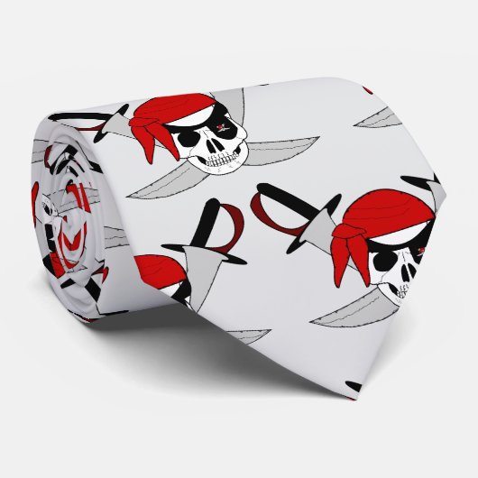 Pirate Skull And Swords Design Stropdas (Opgerold)